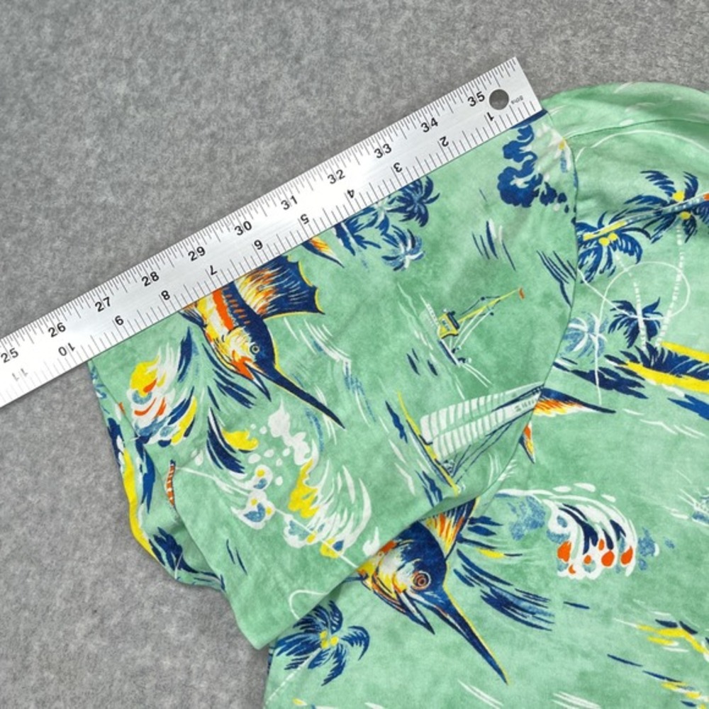 Polo Ralph Lauren Shirt Mens Medium Green Marlin Tropical‎ Fishing Short Sleeve - Picture 5 of 12